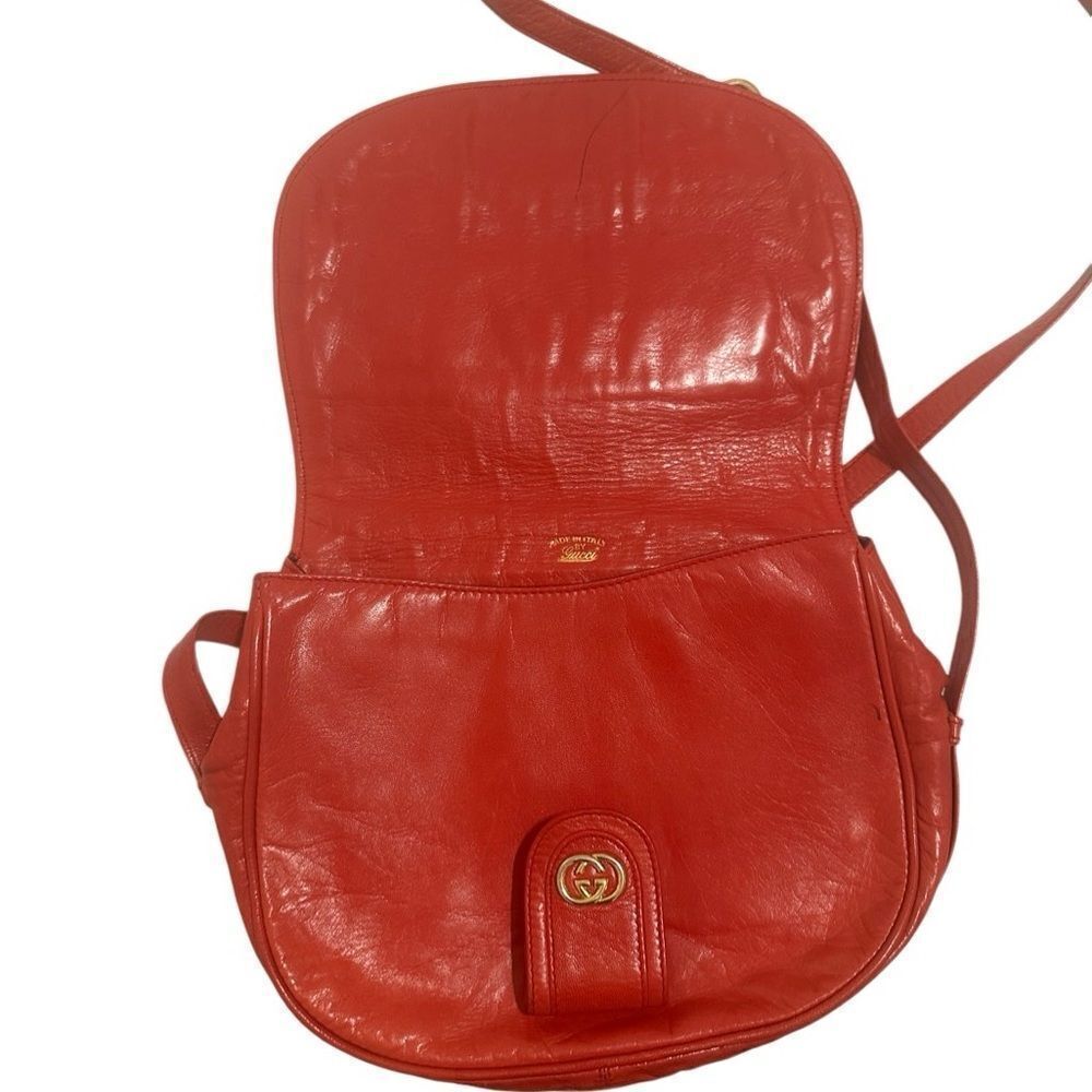 Gucci red leather gold hardware logo crossbody bag - Picture 11 of 14